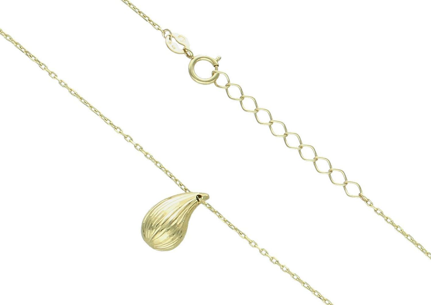 Złoty naszyjnik damski 375 mała kropla z ozdobnym grawerowaniem NA 3647A 375 Delikatny naszyjnik wykonany z najwyższej jakości złota próby 375. Złoty naszyjnik idealnie sprawdzi się w minimalistycznyc1.jpg